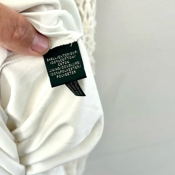 Lauren Ralph Lauren Ivory Crochet Cotton Half Sleeve Dress Size 6 NWT - Picture 10 of 11